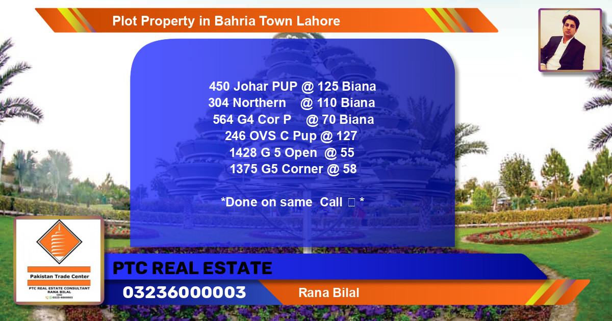Residential Plot for Sale in Bahria Town, Lahore - (BP-84140)