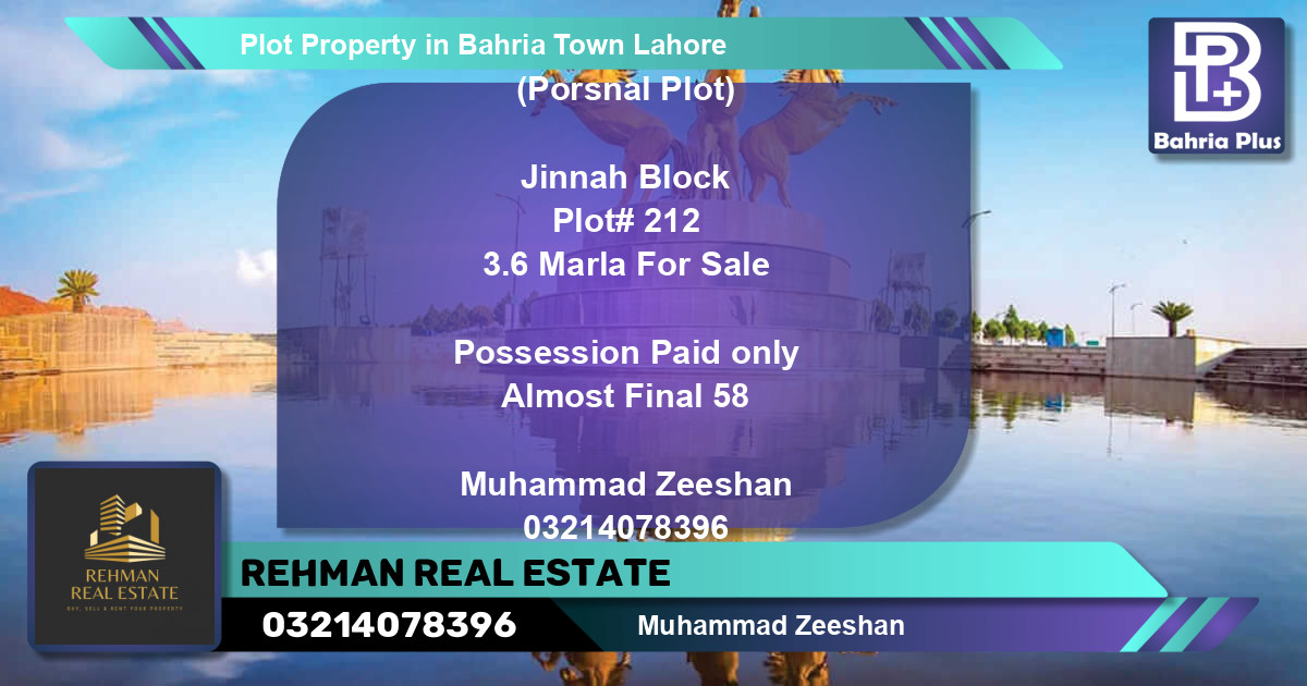 Residential Plot for Sale in Bahria Town, Lahore - (BP-84159)