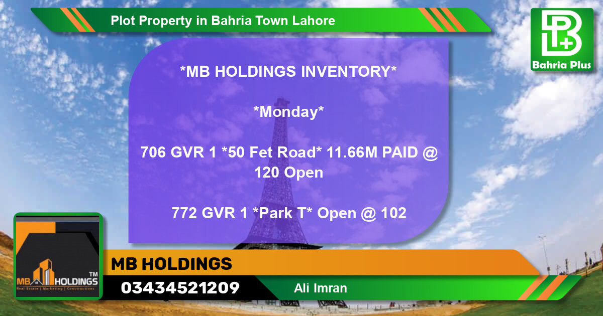Residential Plot for Sale in Bahria Town, Lahore - (BP-84162)
