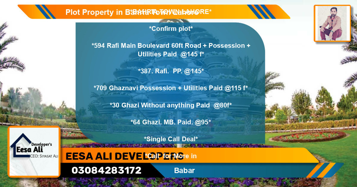 Residential Plot for Sale in Bahria Town, Lahore - (BP-84212)