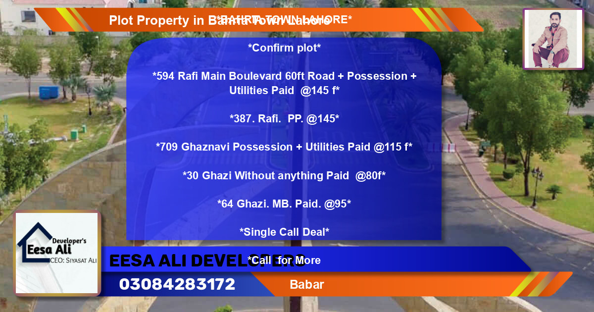 Residential Plot for Sale in Bahria Town, Lahore - (BP-84213)
