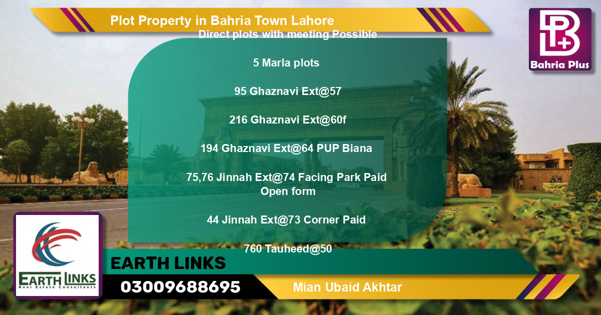 Residential Plot for Sale in Bahria Town, Lahore - (BP-84220)