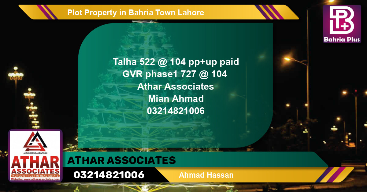 Residential Plot for Sale in Bahria Town, Lahore - (BP-84221)
