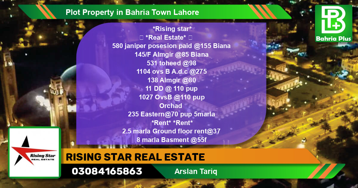 Residential Plot for Sale in Bahria Town, Lahore - (BP-84224)