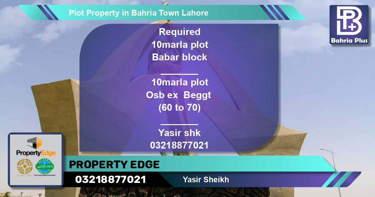 Residential Plot for Sale in Bahria Town, Lahore - (BP-84272)