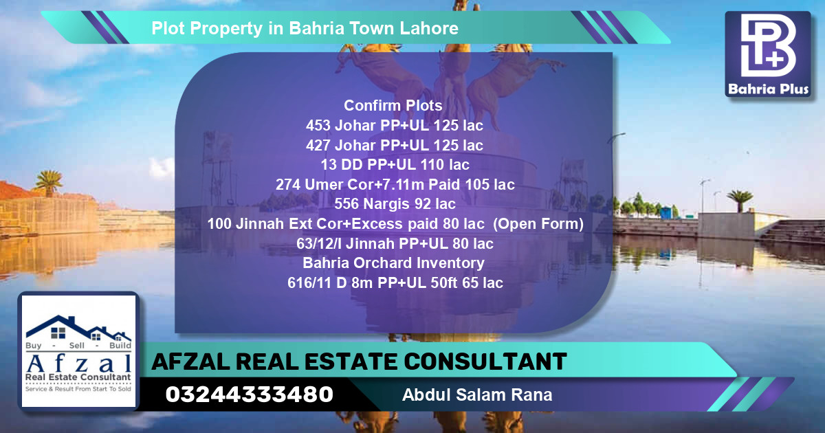 Residential Plot for Sale in Bahria Town, Lahore - (BP-84278)