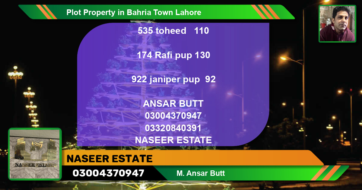 Residential Plot for Sale in Bahria Town, Lahore - (BP-84297)