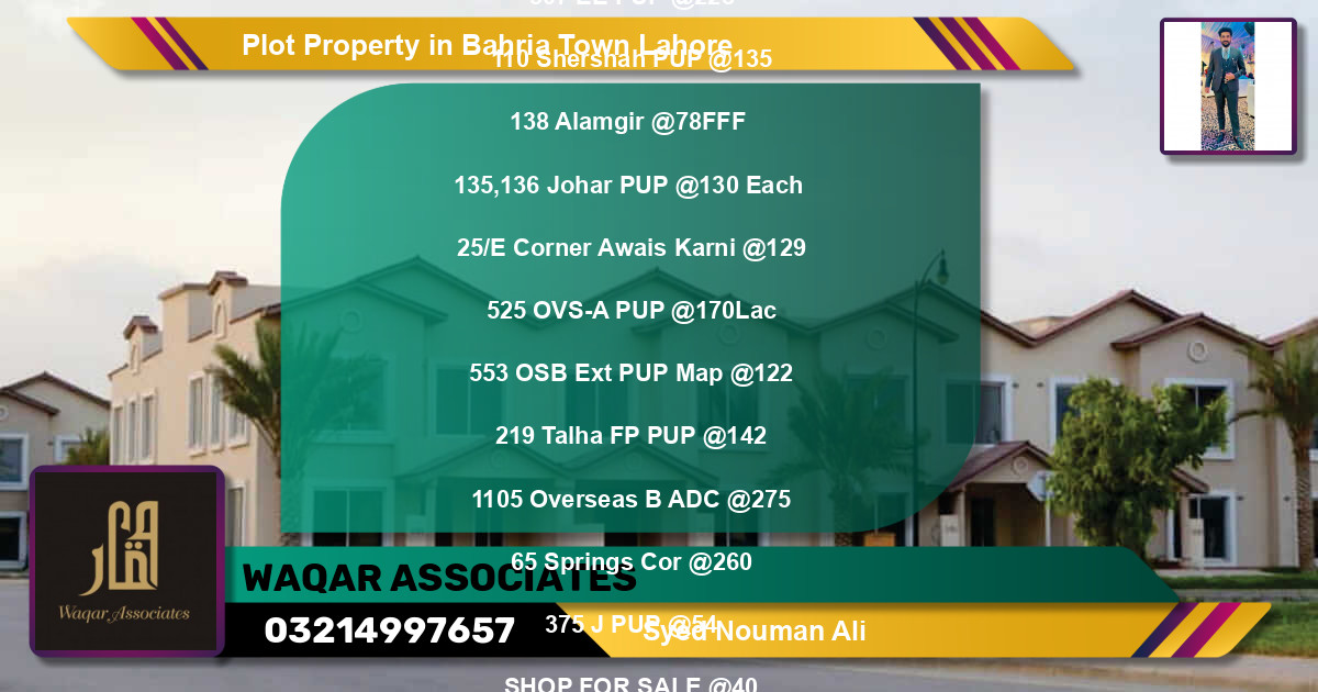 Residential Plot for Sale in Bahria Town, Lahore - (BP-84299)