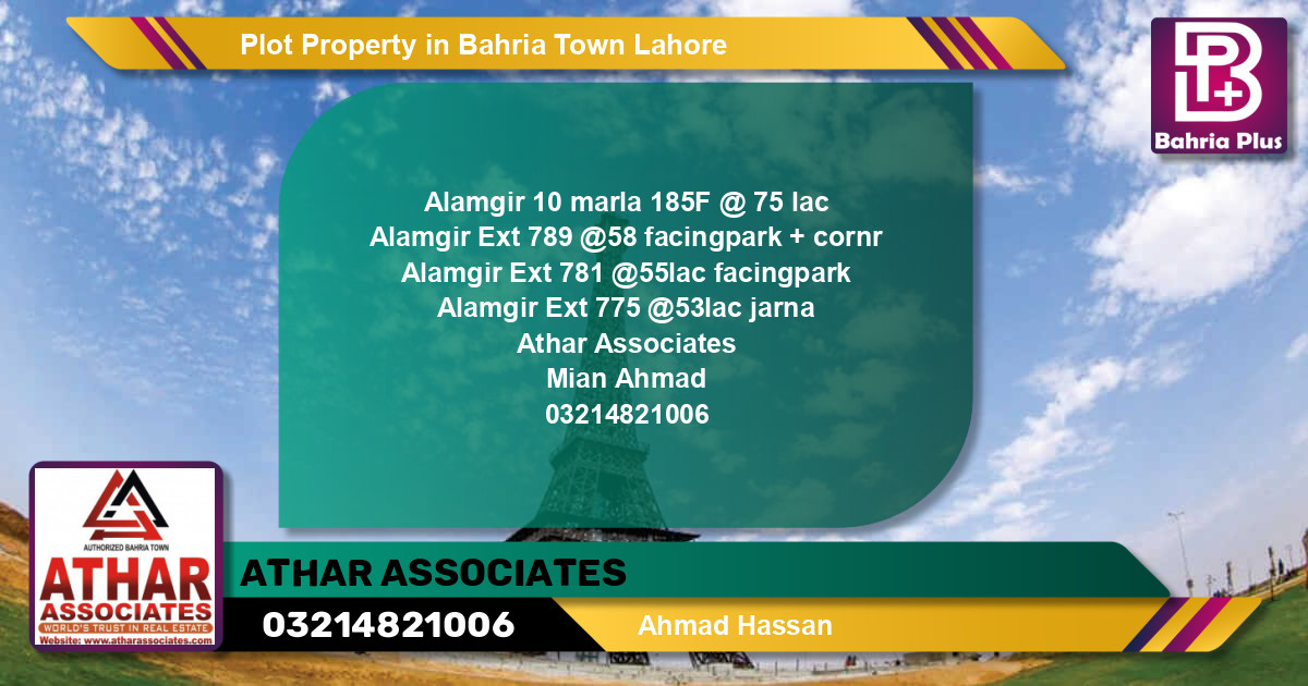 Residential Plot for Sale in Bahria Town, Lahore - (BP-84300)