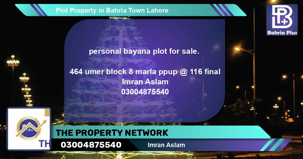 Residential Plot for Sale in Bahria Town, Lahore - (BP-84309)