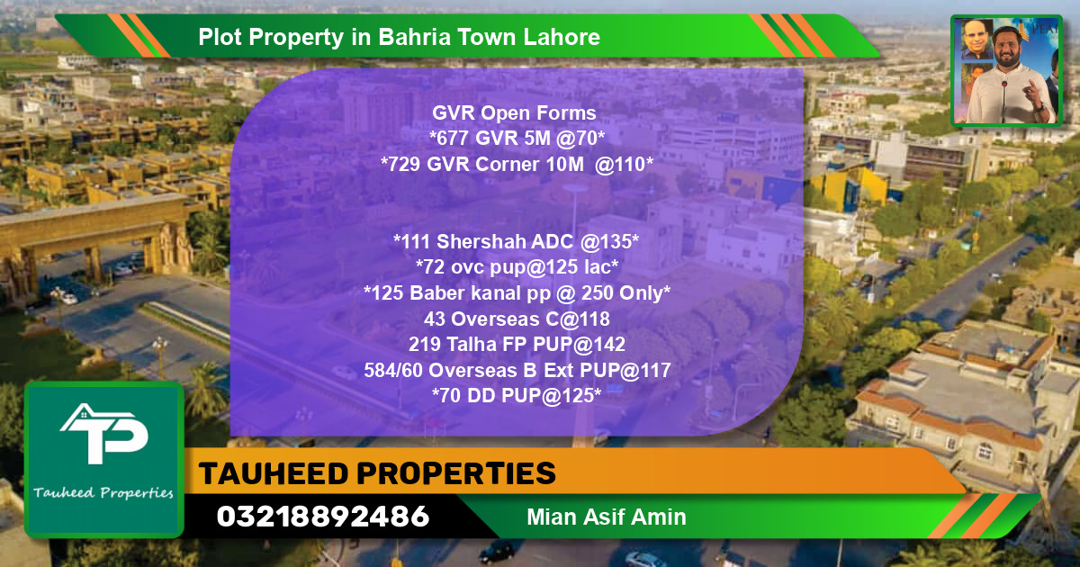 Residential Plot for Sale in Bahria Town, Lahore - (BP-84318)
