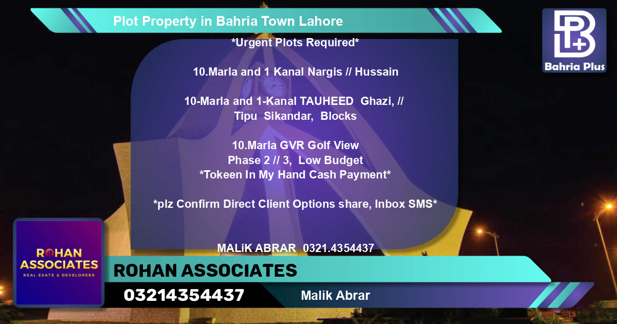 Residential Plot for Sale in Bahria Town, Lahore - (BP-84347)