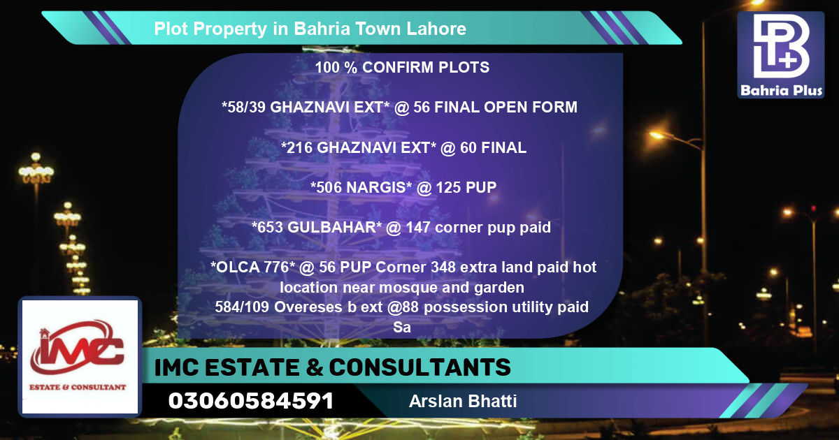 Residential Plot for Sale in Bahria Town, Lahore - (BP-84410)