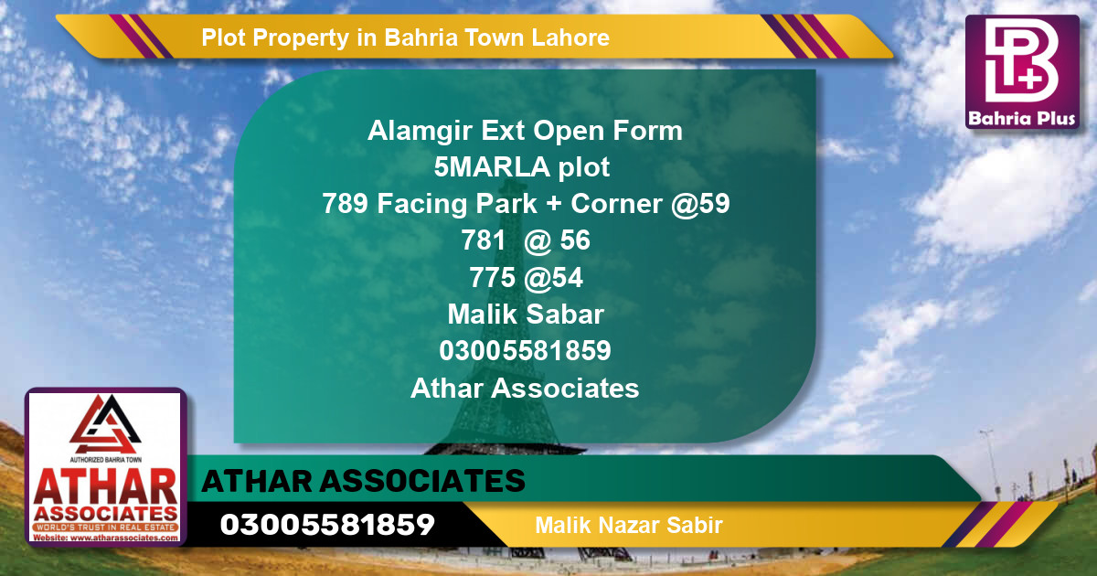 Residential Plot for Sale in Bahria Town, Lahore - (BP-84429)
