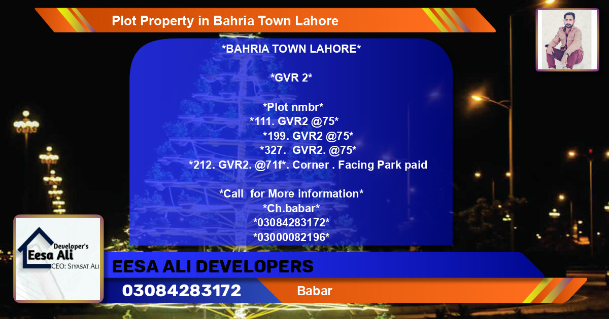 Residential Plot for Sale in Bahria Town, Lahore - (BP-84452)