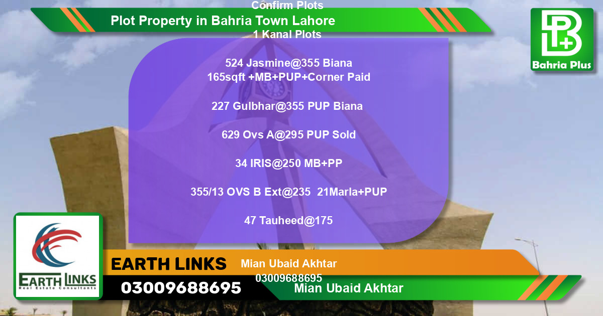 Residential Plot for Sale in Bahria Town, Lahore - (BP-84495)