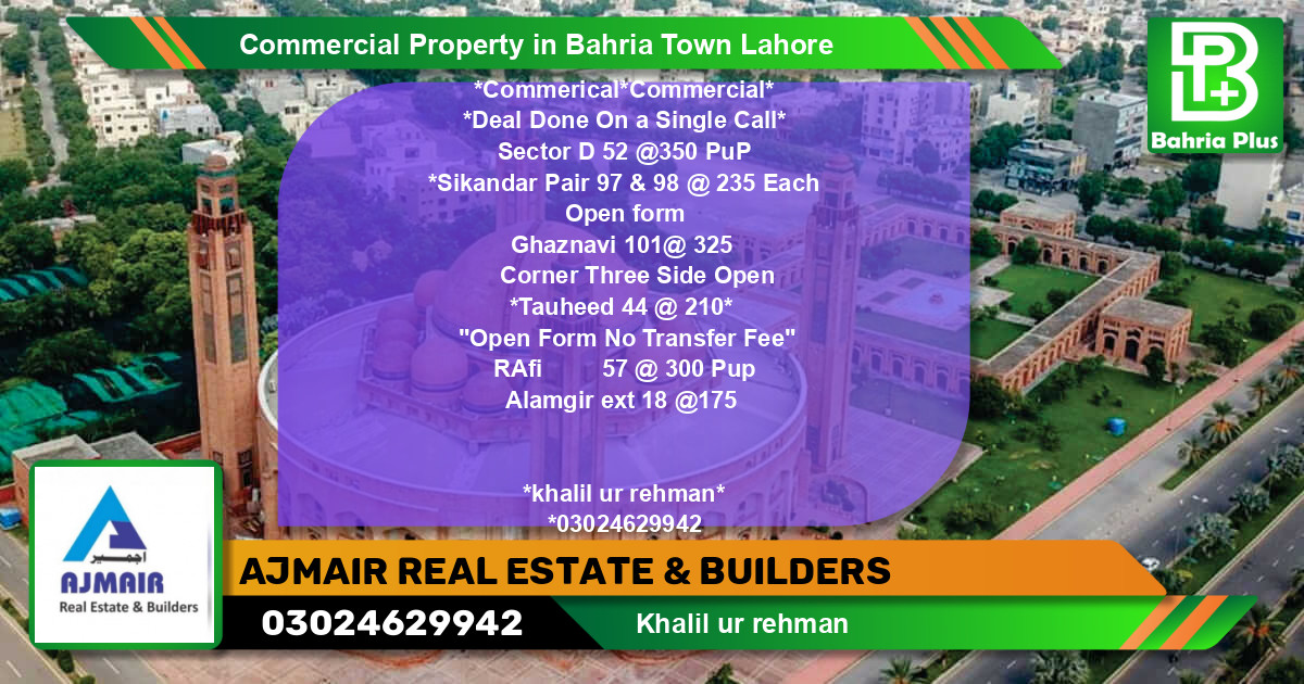 Commercial Property for Sale in Bahria Town, Lahore - (BP-84496)