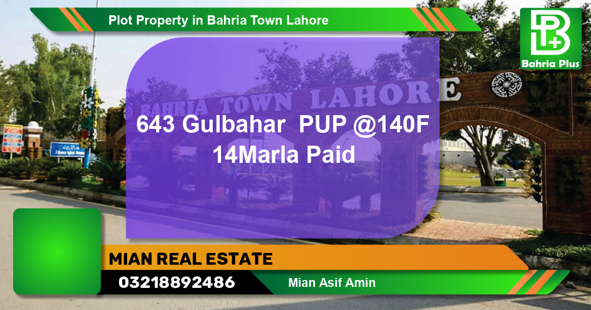 Residential Plot for Sale in Bahria Town, Lahore - (BP-84500)