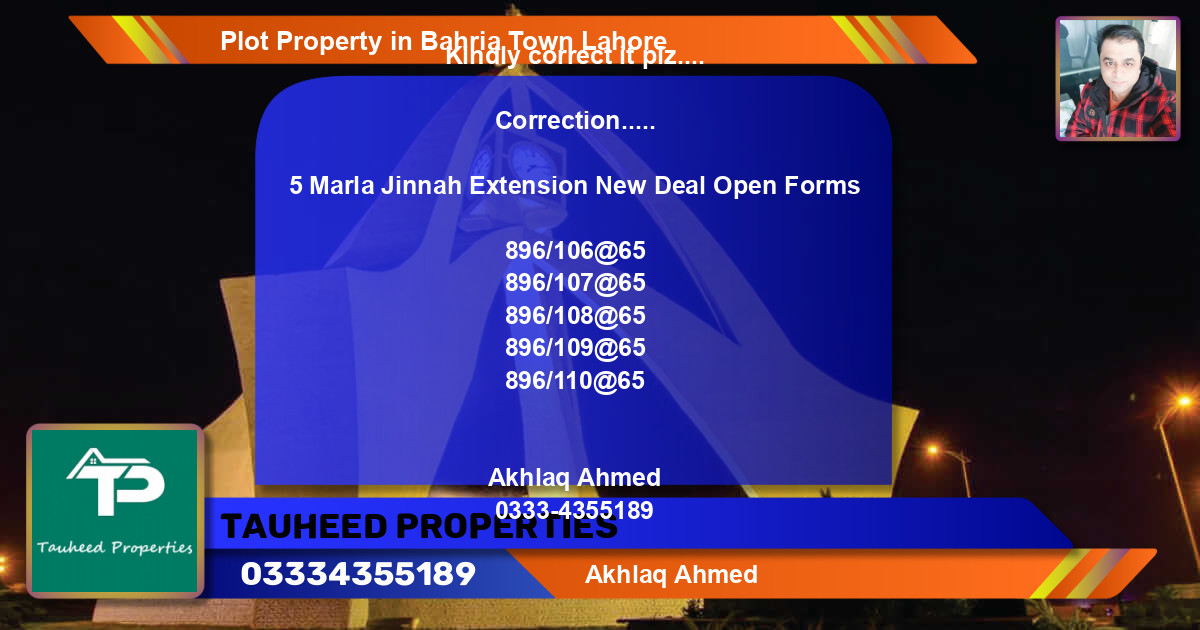 Residential Plot for Sale in Bahria Town, Lahore - (BP-84517)