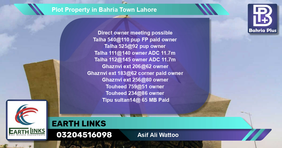 Residential Plot for Sale in Bahria Town, Lahore - (BP-84538)
