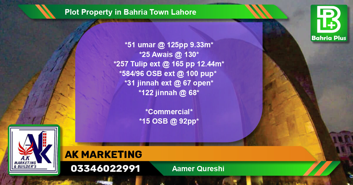 Commercial Plot for Sale in Bahria Town, Lahore - (BP-84547)