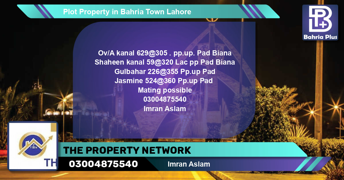 Residential Plot for Sale in Bahria Town, Lahore - (BP-84563)