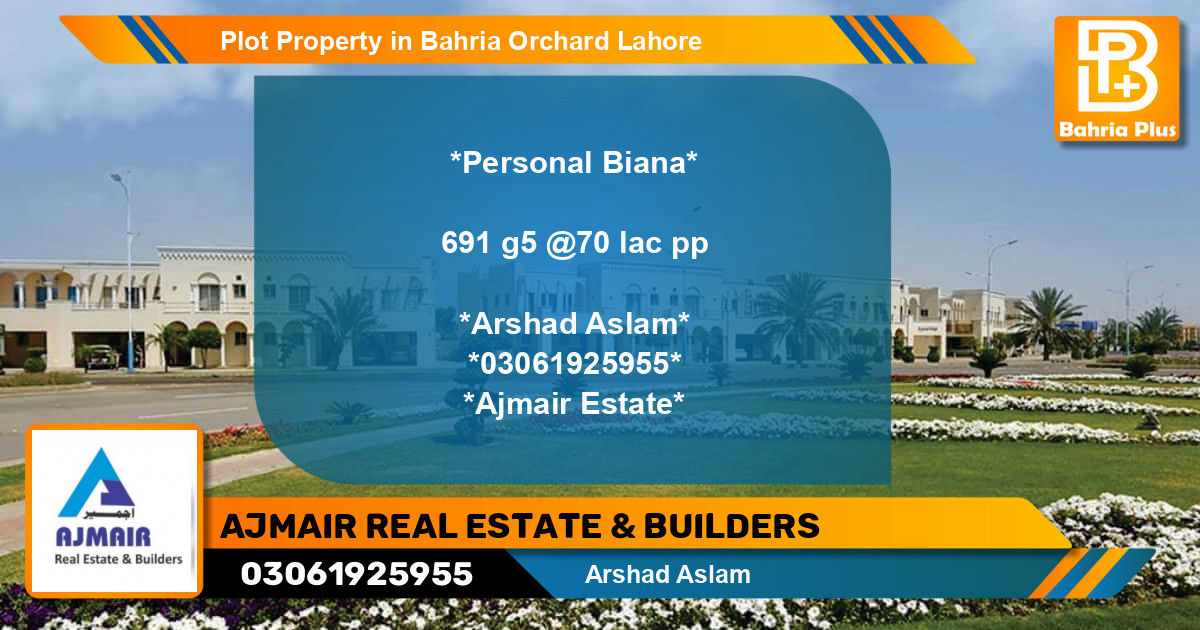 Residential Plot for Sale in Bahria Orchard, Lahore - (BP-84628)