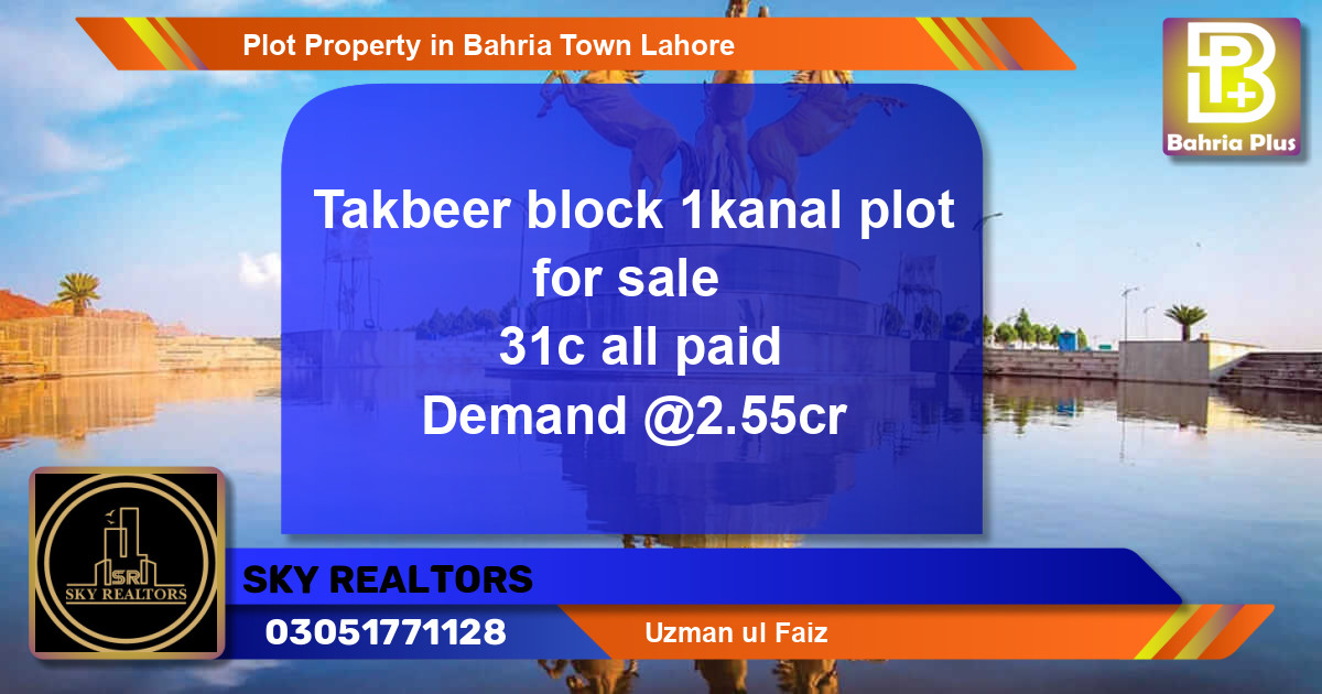 Residential Plot for Sale in Bahria Town, Lahore - (BP-84654)