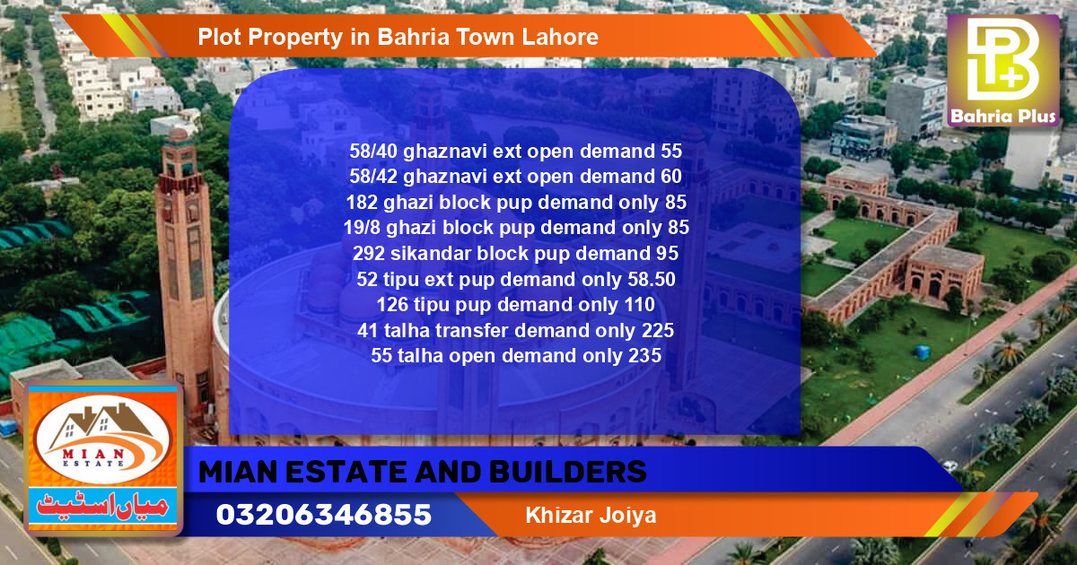 Residential Plot for Sale in Bahria Town, Lahore - (BP-84657)