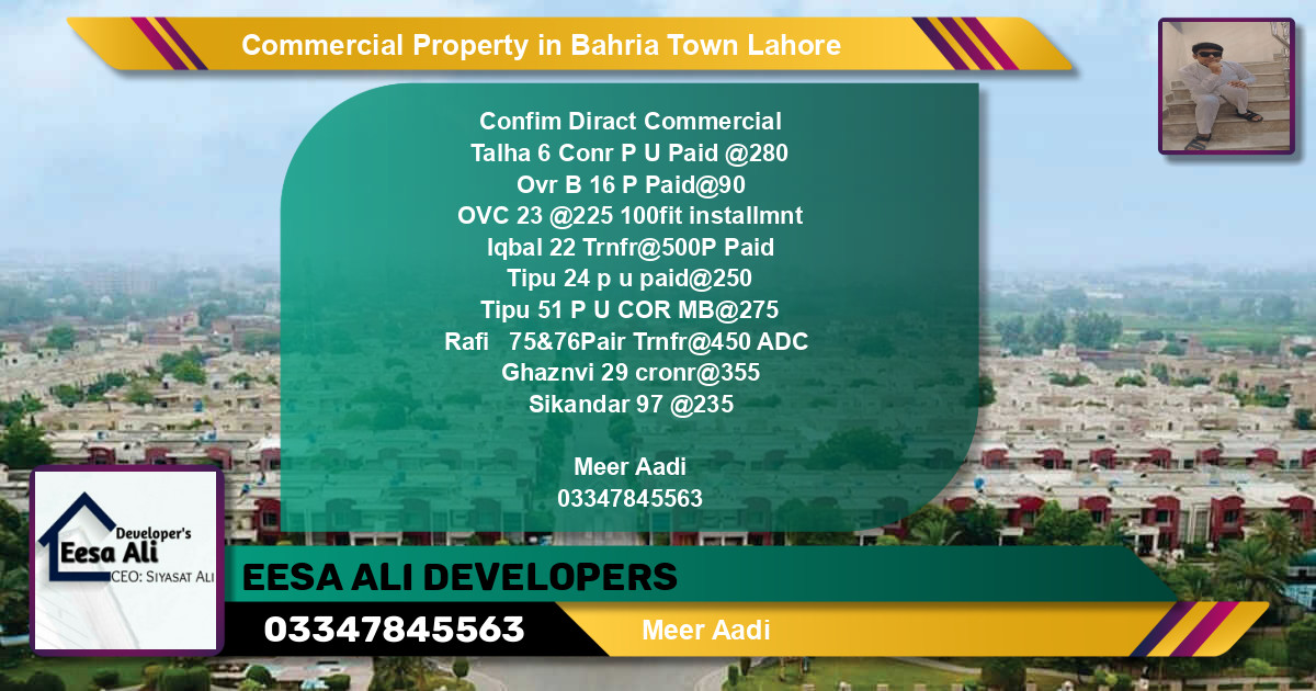 Commercial Property for Sale in Bahria Town, Lahore - (BP-84691)