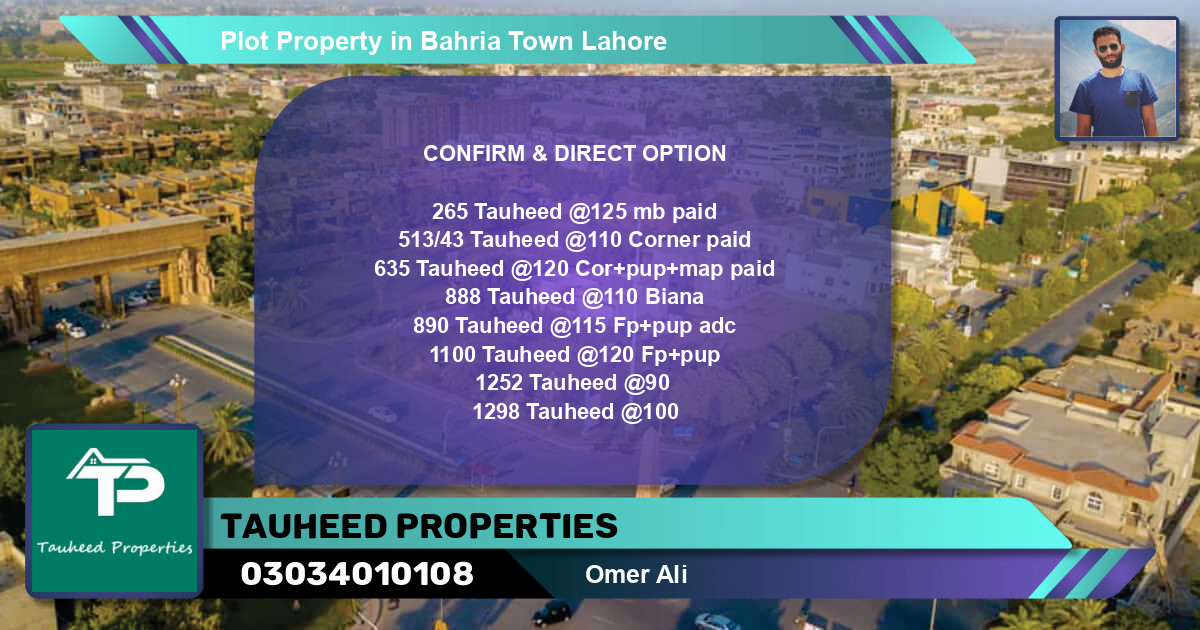 Residential Plot for Sale in Bahria Town, Lahore - (BP-84695)