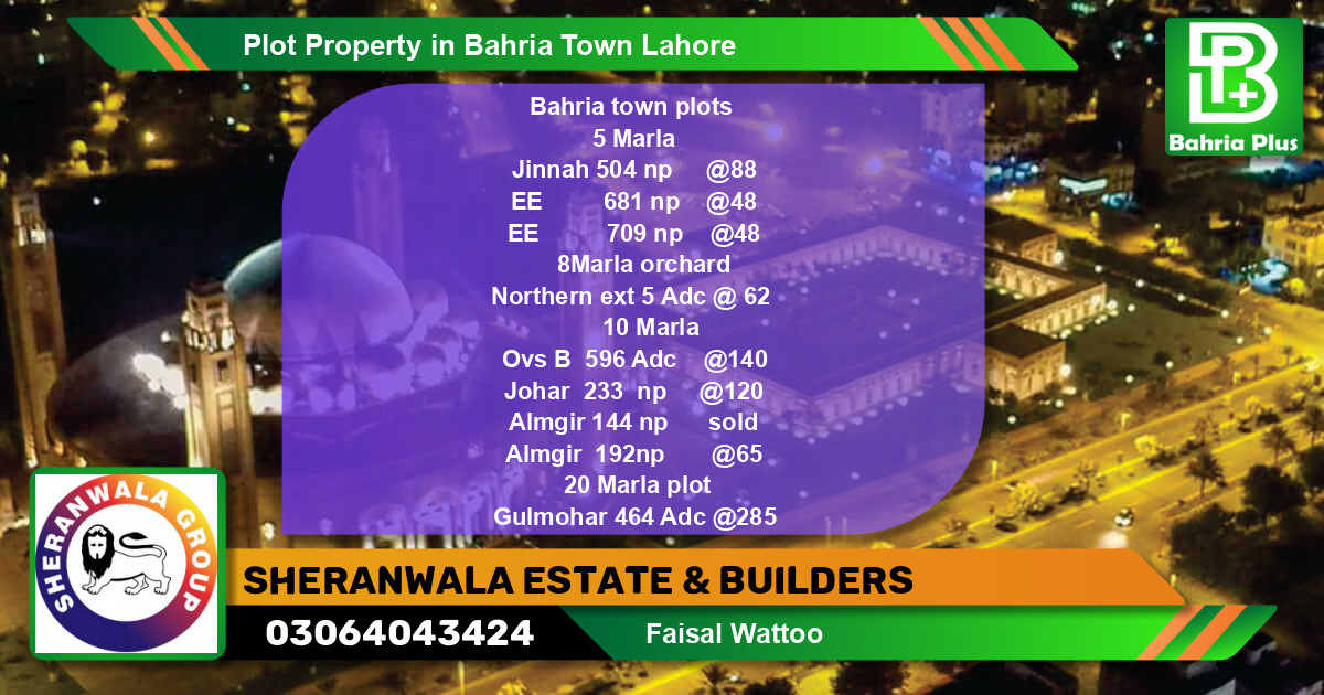 Residential Plot for Sale in Bahria Town, Lahore - (BP-84721)