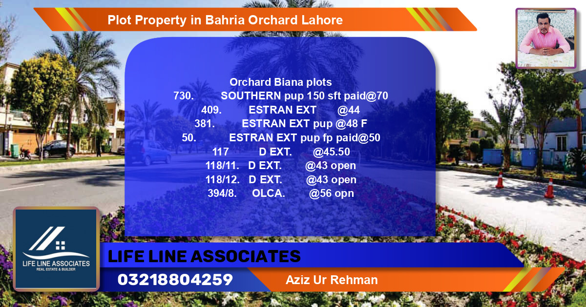 Residential Plot for Sale in Bahria Orchard, Lahore - (BP-84737)