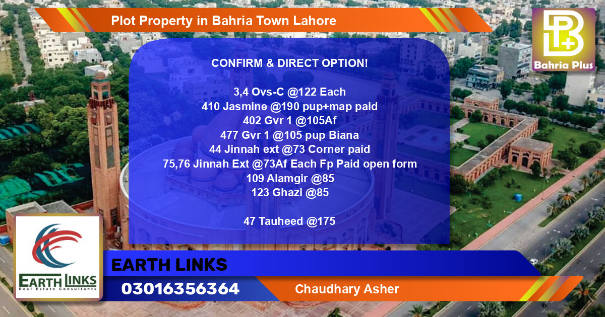 Residential Plot for Sale in Bahria Town, Lahore - (BP-84746)