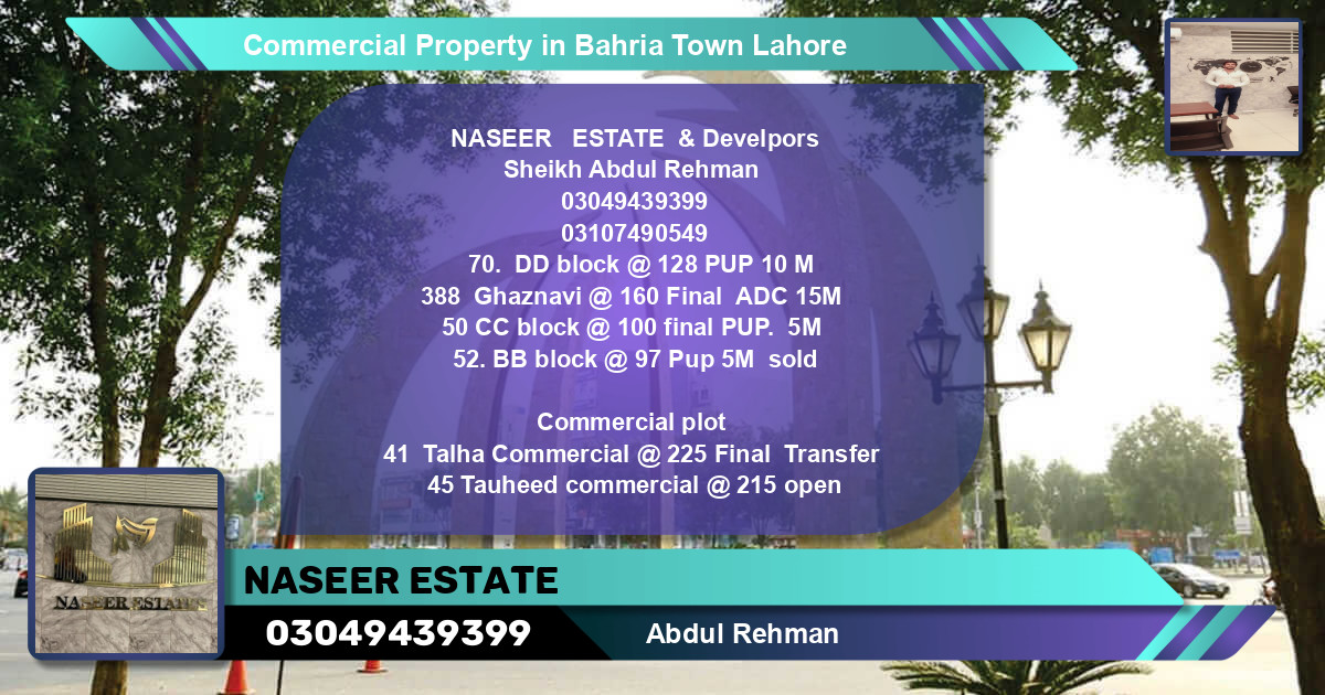 Commercial Property for Sale in Bahria Town, Lahore - (BP-84767)