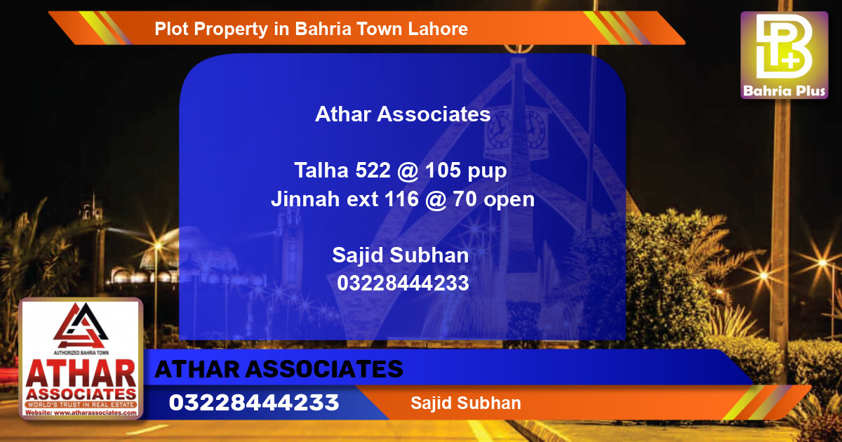 Residential Plot for Sale in Bahria Town, Lahore - (BP-84786)