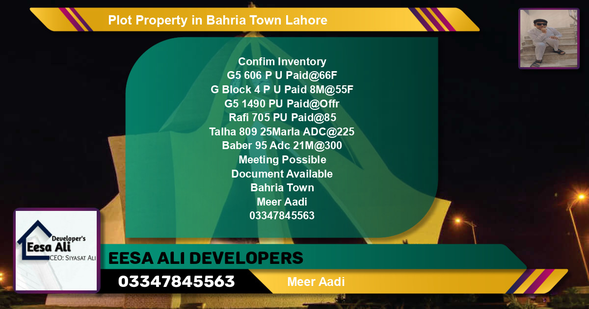 Residential Plot for Sale in Bahria Town, Lahore - (BP-84798)
