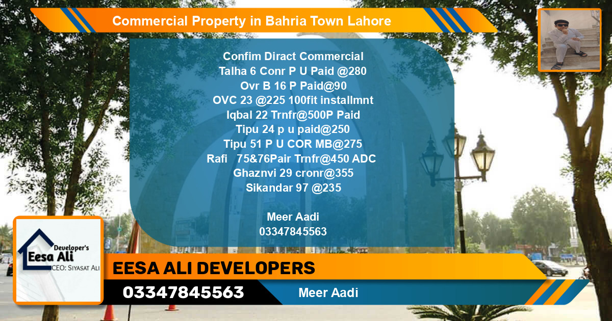 Commercial Property for Sale in Bahria Town, Lahore - (BP-84799)