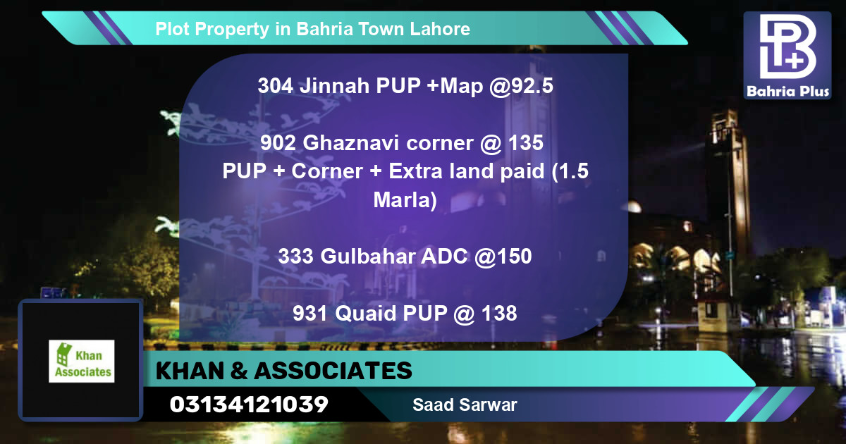 Residential Plot for Sale in Bahria Town, Lahore - (BP-84800)