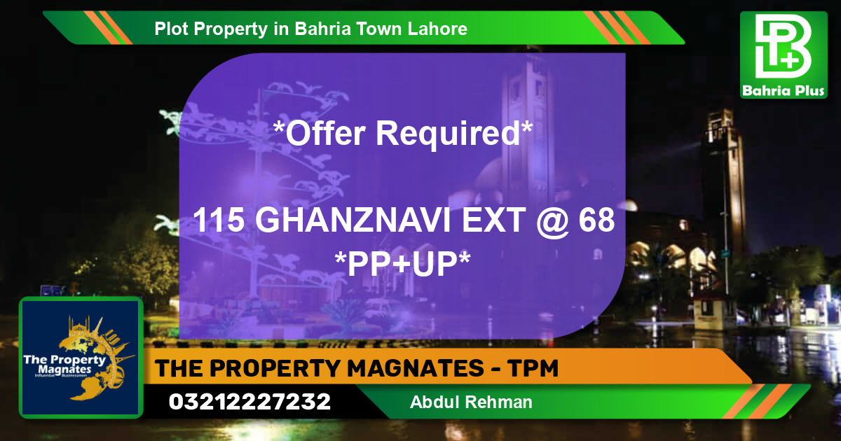 Residential Plot for Sale in Bahria Town, Lahore - (BP-84810)