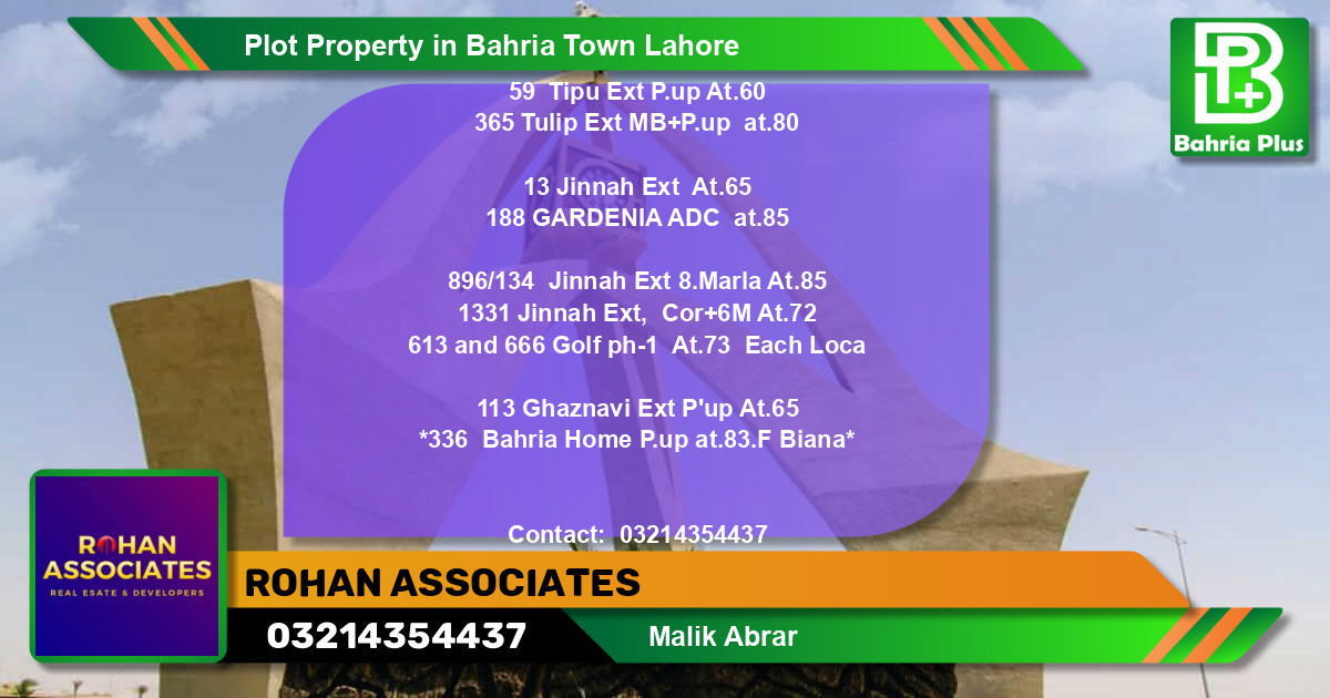 Residential Plot for Sale in Bahria Town, Lahore - (BP-84863)