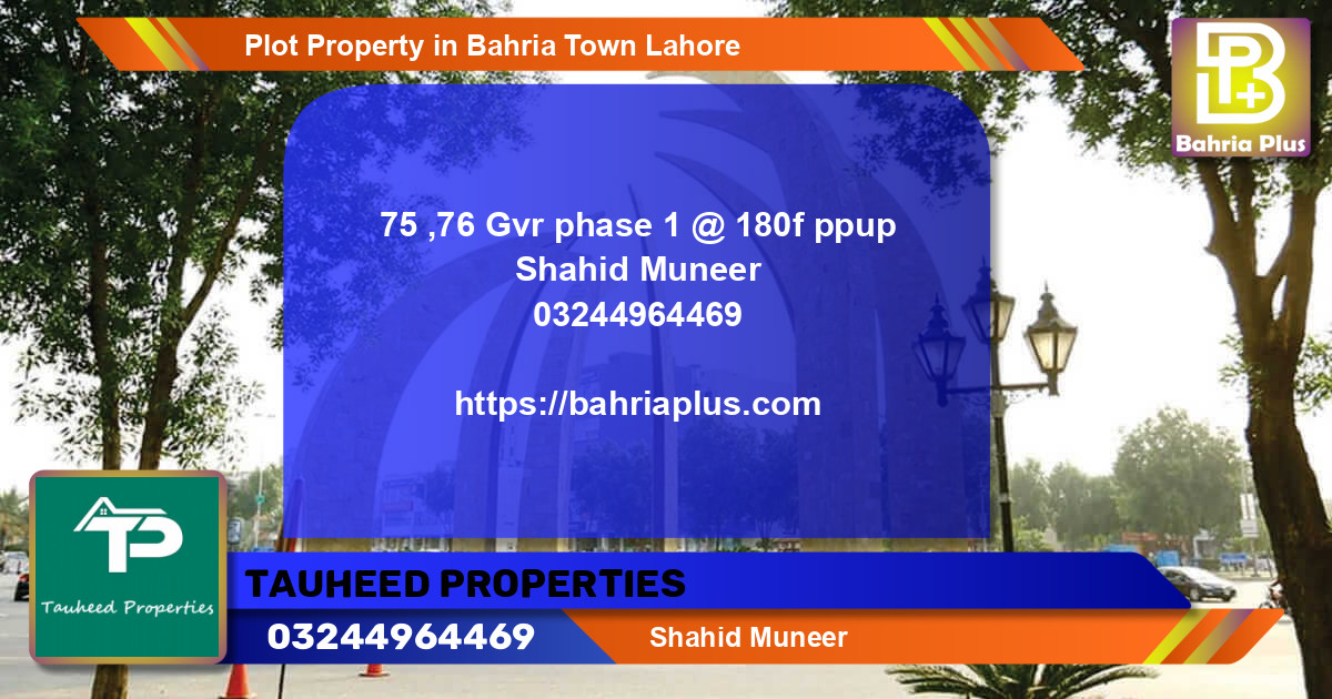 Residential Plot for Sale in Bahria Town, Lahore - (BP-84869)