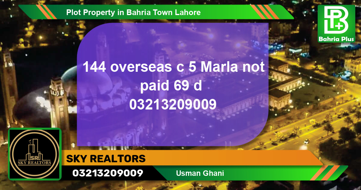 Residential Plot for Sale in Overseas C -  Bahria Town, Lahore - (BP-84880)