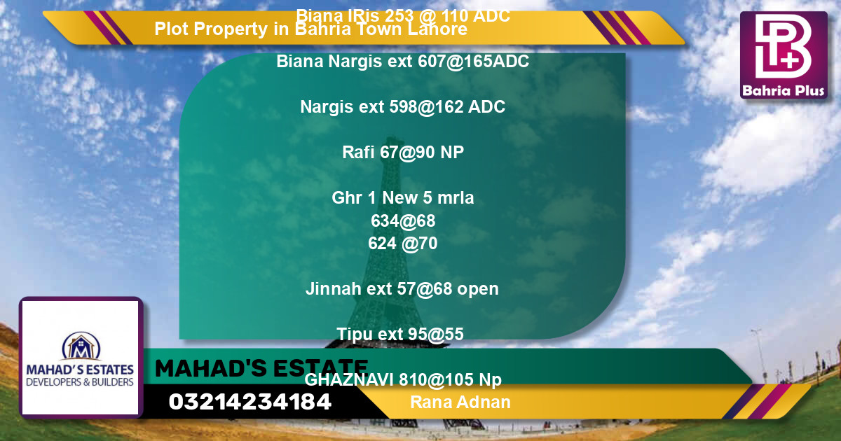 Residential Plot for Sale in Bahria Town, Lahore - (BP-84893)
