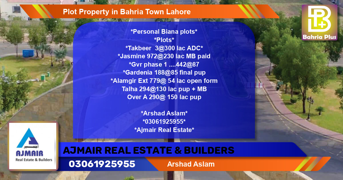 Residential Plot for Sale in Bahria Town, Lahore - (BP-84900)
