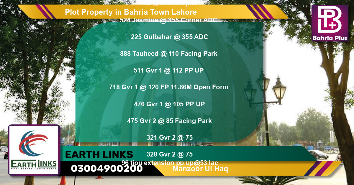 Residential Plot for Sale in Bahria Town, Lahore - (BP-84924)