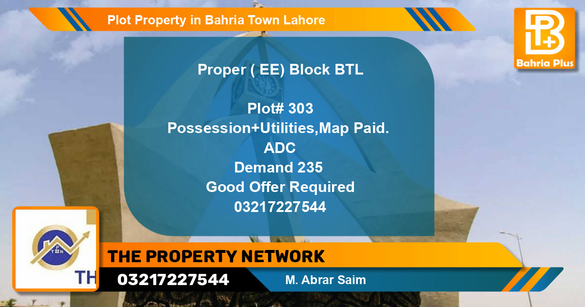 Residential Plot for Sale in Bahria Town, Lahore - (BP-84938)