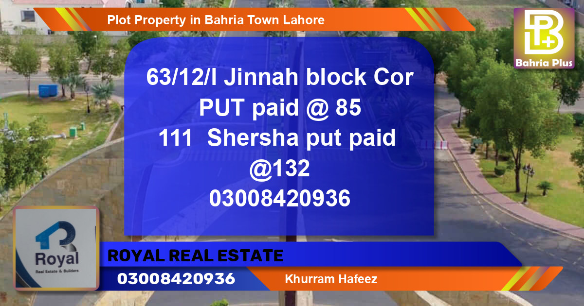 Residential Plot for Sale in Bahria Town, Lahore - (BP-84955)