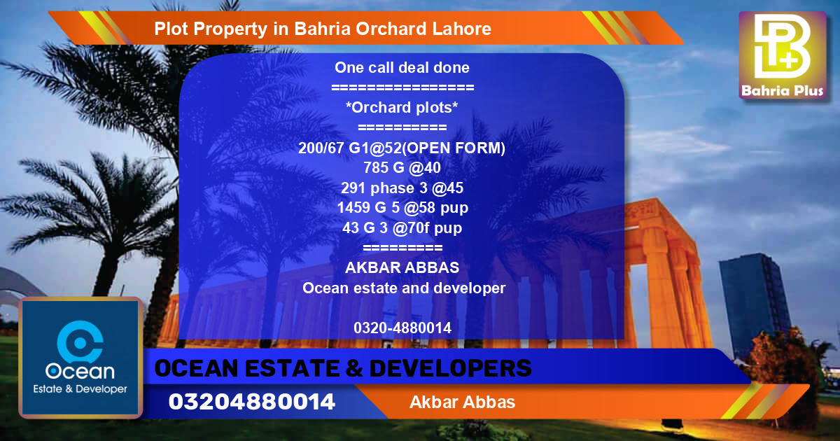 Residential Plot for Sale in Bahria Orchard, Lahore - (BP-84964)