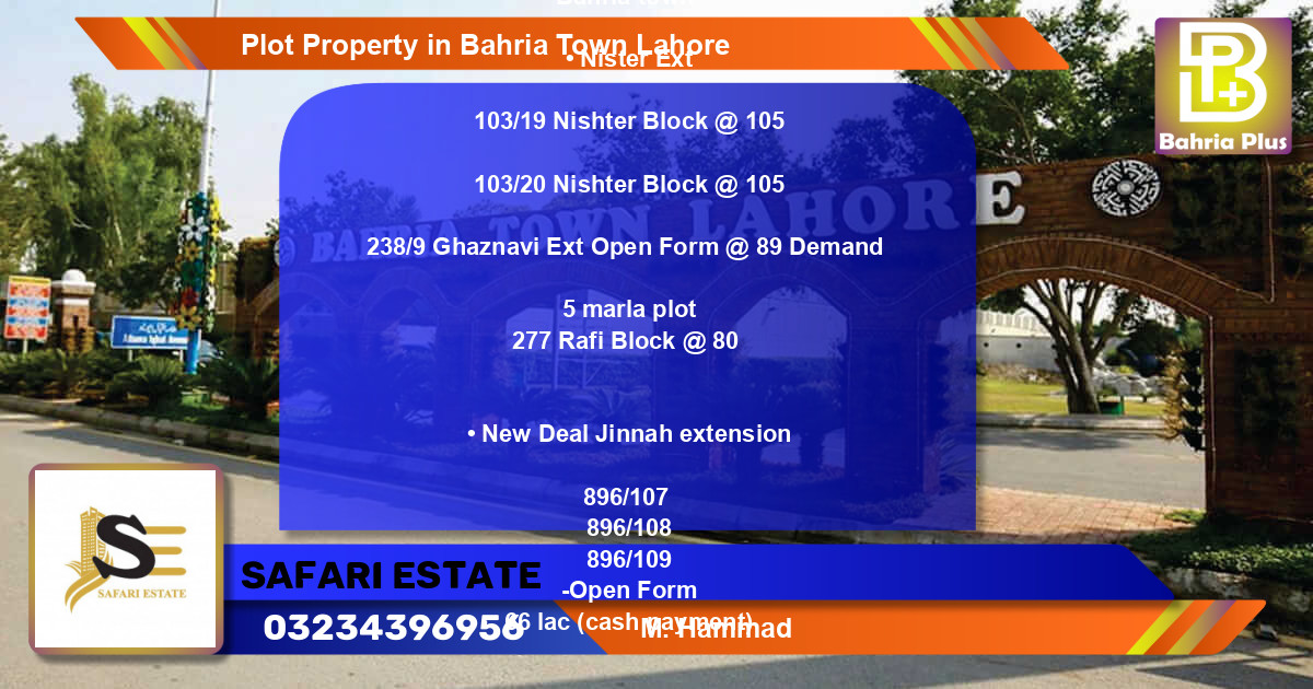 Residential Plot for Sale in Bahria Town, Lahore - (BP-84972)